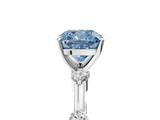 White gold Fancy Blue Cushion  Solitaire Diamond Ring with Bezel Set Side Stones and Prong Setting_8