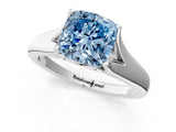 White gold Fancy Blue Cushion  Solitaire Diamond Ring with Cathedral Band and Four-Prong Setting_65