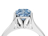 White gold Fancy Blue Cushion  Solitaire Diamond Ring with Cathedral Band and Four-Prong Setting_68