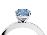White gold Fancy Blue Cushion  Solitaire Diamond Ring with Channel-Set Baguette Band and Four-Prong Setting_69