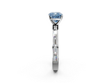 White gold Fancy Blue Cushion  Solitaire Diamond Ring with Channel-Set Baguette Band and Four-Prong Setting_71