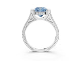 White gold Fancy Blue Cushion  Solitaire Diamond Ring with Channel Set Band and Bezel Prong Setting_71
