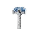 White gold Fancy Blue Cushion  Solitaire Diamond Ring with Channel Set Band and Bezel Prong Setting_73