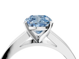White gold Fancy Blue Cushion  Solitaire Diamond Ring with Channel-Set Band and Four-Prong Setting_7