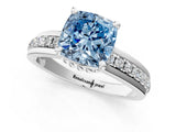 White gold Fancy Blue Cushion  Solitaire Diamond Ring with Channel Set Band and Six-Prong Setting_49