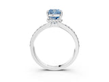 White gold Fancy Blue Cushion  Solitaire Diamond Ring with Channel Set Band and Six-Prong Setting_50