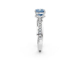 White gold Fancy Blue Cushion  Solitaire Diamond Ring with Channel Set Band and Six-Prong Setting_50