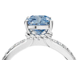 White gold Fancy Blue Cushion  Solitaire Diamond Ring with Channel Set Band and Six-Prong Setting_52