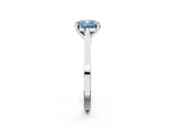 White gold Fancy Blue Cushion  Solitaire Diamond Ring with Four-Prong Setting and Tapered Band 3