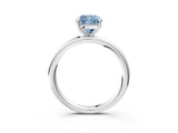 White gold Fancy Blue Cushion  Solitaire Diamond Ring with Four-Prong Setting on a Plain Band_60