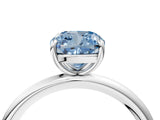 White gold Fancy Blue Cushion  Solitaire Diamond Ring with Four-Prong Setting on a Plain Band_60