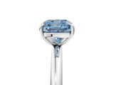 White gold Fancy Blue Cushion  Solitaire Diamond Ring with Four-Prong Setting on a Plain Band_62