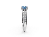 White gold Fancy Blue Cushion  Solitaire Diamond Ring with Milgrain Pavé Band and Four-Prong Setting_22
