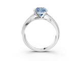 White gold Fancy Blue Cushion  Solitaire Diamond Ring with Milgrain Pavé Band and Four-Prong Setting_23
