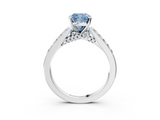 White gold Fancy Blue Cushion  Solitaire Diamond Ring with Pavé Band and Four-Prong Setting_115