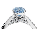 White gold Fancy Blue Cushion  Solitaire Diamond Ring with Pavé Band and Four-Prong Setting_116