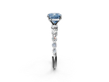 White gold Fancy Blue Cushion  Solitaire Diamond Ring with Pave Band and Four-Prong Setting_283