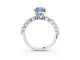 White gold Fancy Blue Cushion  Solitaire Diamond Ring with Pave Band and Four-Prong Setting_285