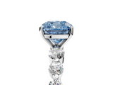 White gold Fancy Blue Cushion  Solitaire Diamond Ring with Pave Band and Four-Prong Setting_287