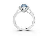 White gold Fancy Blue Cushion  Solitaire Diamond Ring with Pave Band and Six-Prong Setting_33