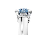 White gold Fancy Blue Cushion  Solitaire Diamond Ring with Pave Band and Six-Prong Setting_35