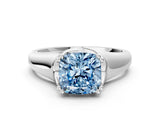 White gold Fancy Blue Cushion  Solitaire Diamond Ring with Six-Prong Cathedral Setting_31