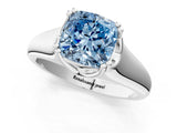 White gold Fancy Blue Cushion  Solitaire Diamond Ring with Six-Prong Cathedral Setting_33