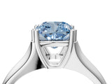 White gold Fancy Blue Cushion  Solitaire Diamond Ring with Six-Prong Cathedral Setting_35