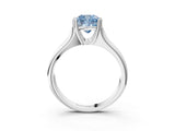 White gold Fancy Blue Cushion  Solitaire Diamond Ring with Six-Prong Cathedral Setting_35