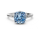 White gold Fancy Blue Cushion  Solitaire Diamond Ring with Six-Prong Setting and Tapered Band_17