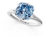White gold Fancy Blue Cushion  Solitaire Diamond Ring with Six-Prong Setting and Tapered Band_18