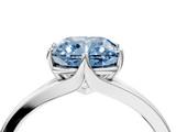 White gold Fancy Blue Cushion  Solitaire Diamond Ring with Six-Prong Setting and Tapered Band_21