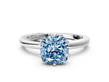 White gold Fancy Blue Cushion  Solitaire Diamond Ring with Six-Prong Setting on a Classic Band_3