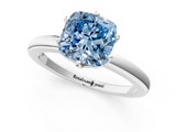 White gold Fancy Blue Cushion  Solitaire Diamond Ring with Six-Prong Setting on a Classic Band_4