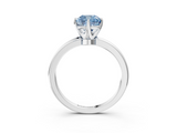 White gold Fancy Blue Cushion  Solitaire Diamond Ring with Six-Prong Setting on a Classic Band_6