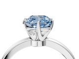White gold Fancy Blue Cushion  Solitaire Diamond Ring with Six-Prong Setting on a Classic Band_7