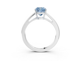 White gold Fancy Blue Cushion  Solitaire Diamond Ring with Split Shank and Four-Prong Setting_23