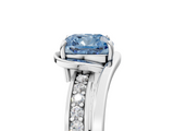 White gold Fancy Blue Cushion  Solitaire Diamond Ring with Split Shank and Prong Setting_46