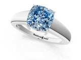 White gold Fancy Blue Cushion  Solitaire Diamond Ring with Tapered Band and Four-Prong Setting_50