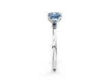 White gold Fancy Blue Cushion  Solitaire Diamond Ring with Thin Band and Four-Prong Setting_50