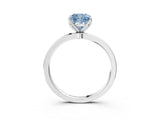 White gold Fancy Blue Cushion  Solitaire Diamond Ring with Thin Band and Four-Prong Setting_51