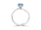 White gold Fancy Blue Cushion  Solitaire Diamond Ring with Thin Band and Four-Prong Setting_75