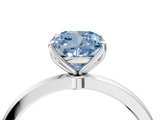 White gold Fancy Blue Cushion  Solitaire Diamond Ring with Thin Band and Four-Prong Setting_7