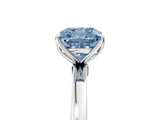 White gold Fancy Blue Cushion  Solitaire Diamond Ring with Thin Band and Four-Prong Setting_8