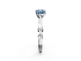 White gold Fancy Blue Cushion  Solitaire Diamond Twisted Band with Four-Prong Setting_86
