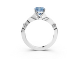 White gold Fancy Blue Cushion  Solitaire Diamond Twisted Band with Four-Prong Setting_88