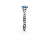 White gold Fancy Blue Cushion  Solitaire Diamond with Pavé Band and Four-Prong Setting_65