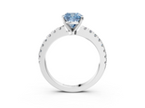 White gold Fancy Blue Cushion  Solitaire Diamond with Pavé Band and Four-Prong Setting_66