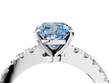 White gold Fancy Blue Cushion  Solitaire Diamond with Pavé Band and Four-Prong Setting_67