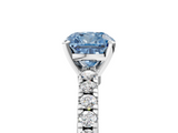 White gold Fancy Blue Cushion  Solitaire Diamond with Pavé Band and Four-Prong Setting_68